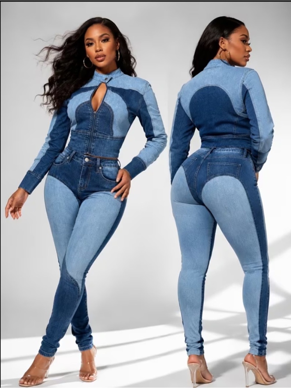 Light Blue & Dark blue Jean 2pc outfit